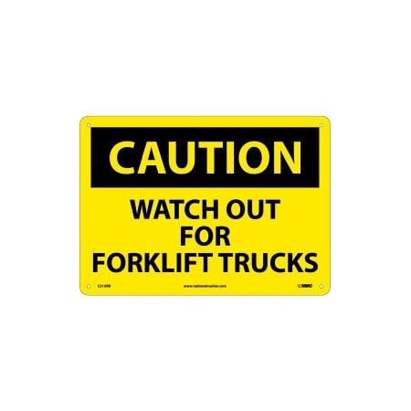 Nmc Safety Signs - Caution Watch Out Forklift Trucks - Rigid Plastic 10"H X 14"W C215RB